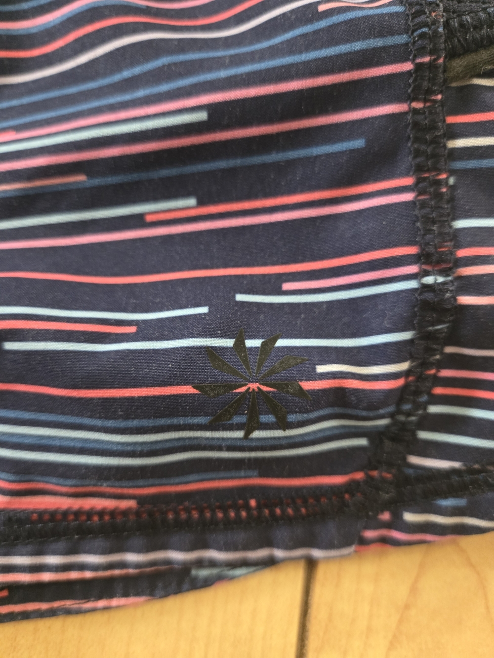 Athleta Shorts with Navy & Multicolor Stripe Print - Picture 5 of 5